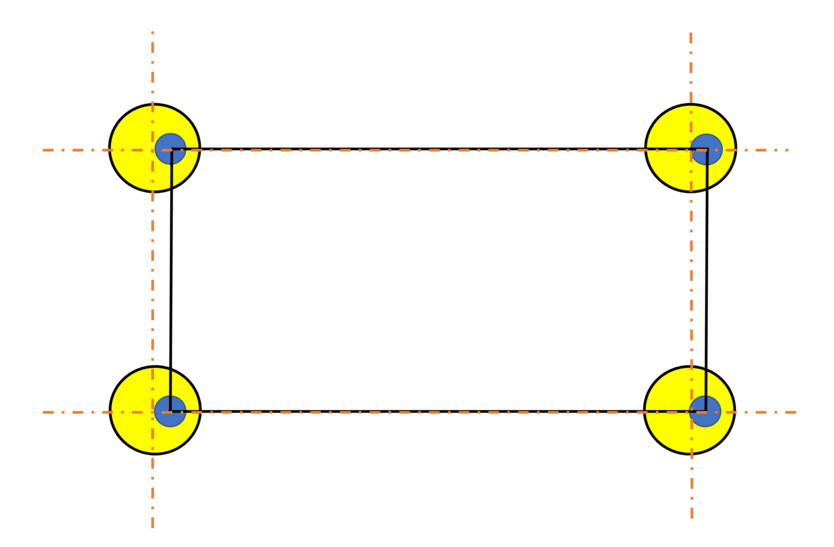 Animation showing hole pattern located by two single-segmented position tolerancing