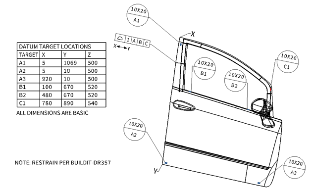 Final Drawing with datum target locations table