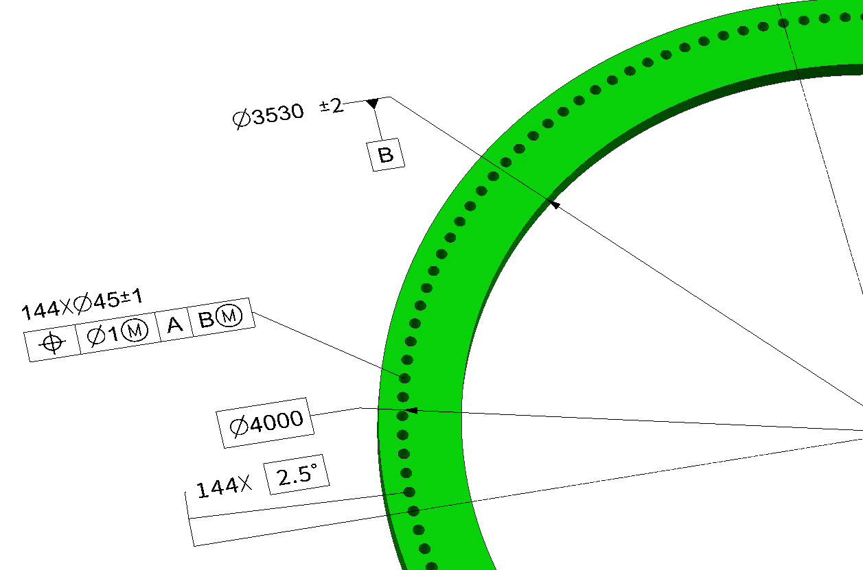 Position tolerances for holes on the flange 