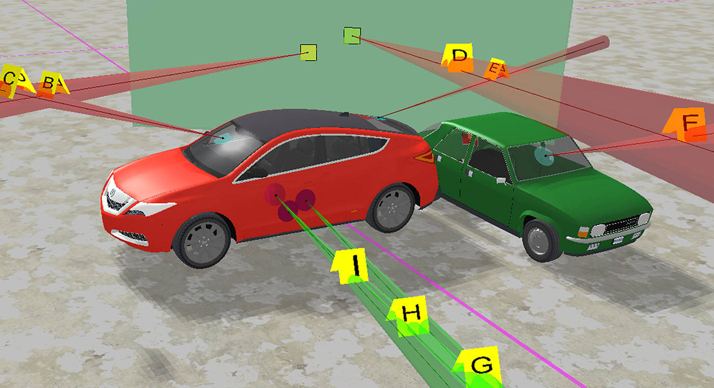 Reconstruction of bullets trajectory in a crime scene