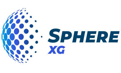 El logotipo de FARO Sphere XG en azul sobre fondo blanco