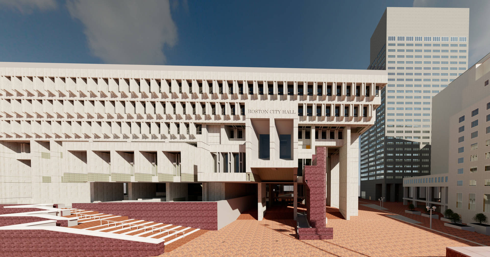 Image of Boston City Hall as a BIM model from Autodesk 