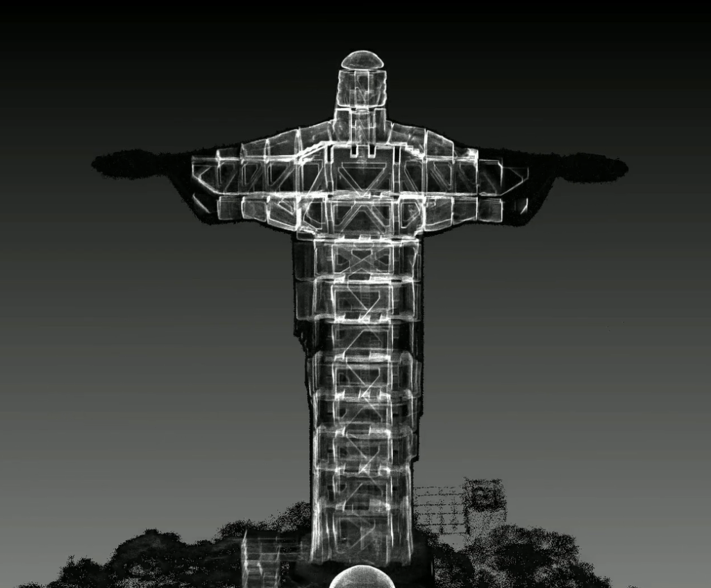 Point cloud showing the inside structure of the Christ the Redeemer Statue