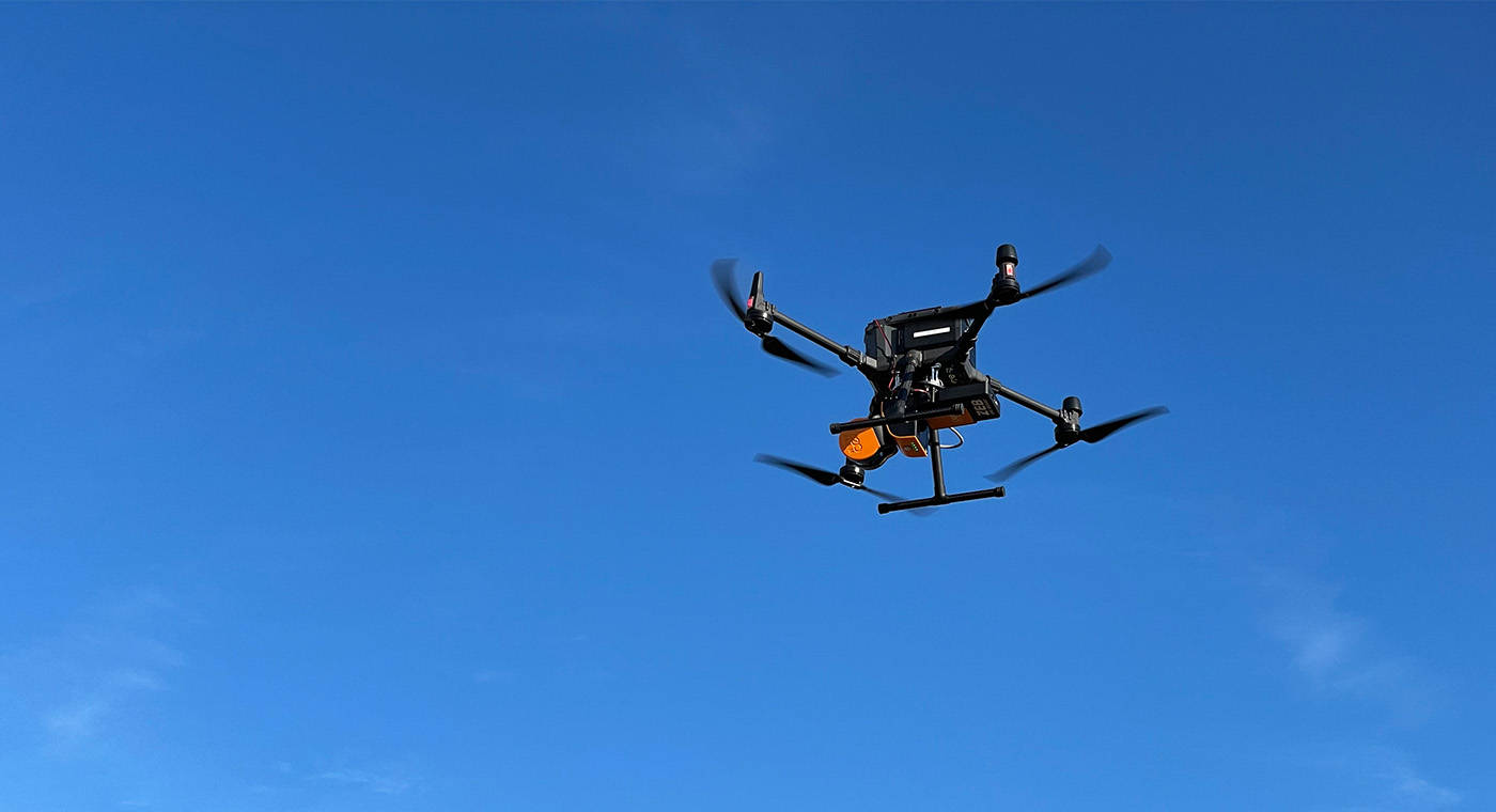 Drone with mobile LiDAR scanner Mounted in flight