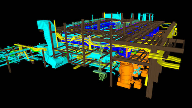 3D modeling software screenshot used for power plant pipe replacement