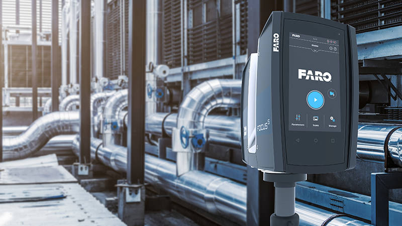 A FARO Focus Laser Scanner 3D scanning a power plant for design enhancements