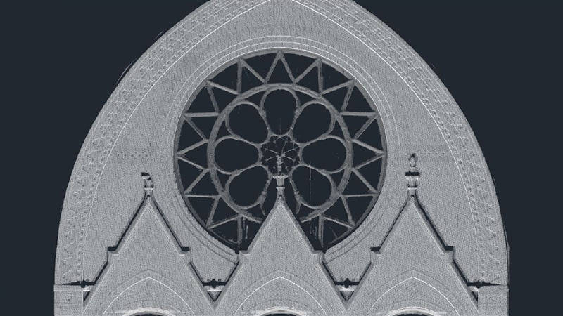 An image of an architectural feature captured through 3D scanning