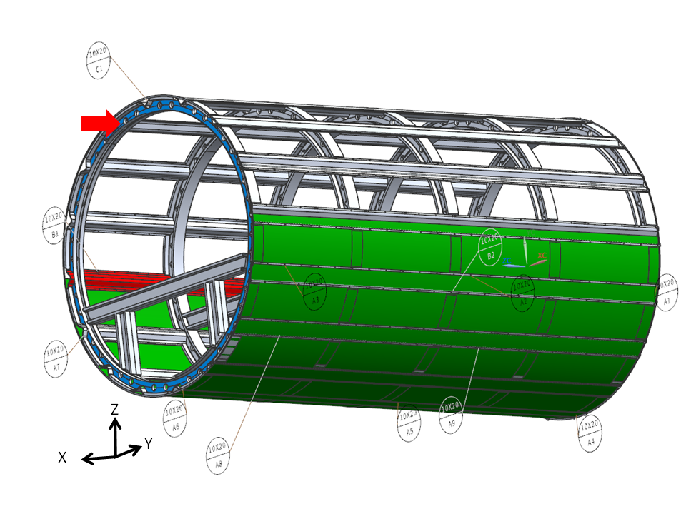 Tertiary datum defined by one target area (C1)